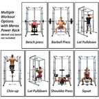 moobody Multi-Function Power Cawith Lat Pull-Down and Low Row Home Gym Equipement Olympic Squat Cafor Weight Training