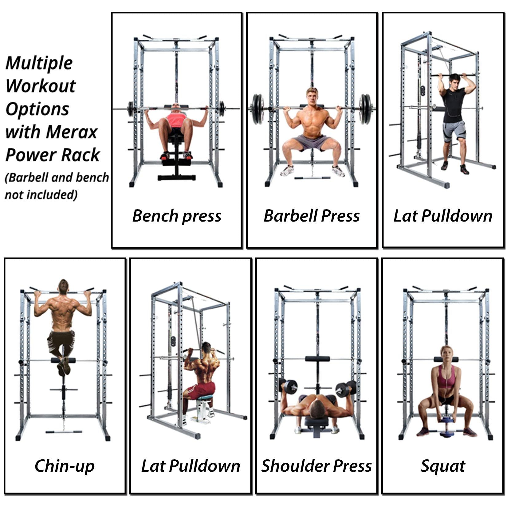 Mixfeer Multi-Function Power Cawith Lat Pull-Down and Low Row Home Gym Equipement Olympic Squat Cafor Weight Training