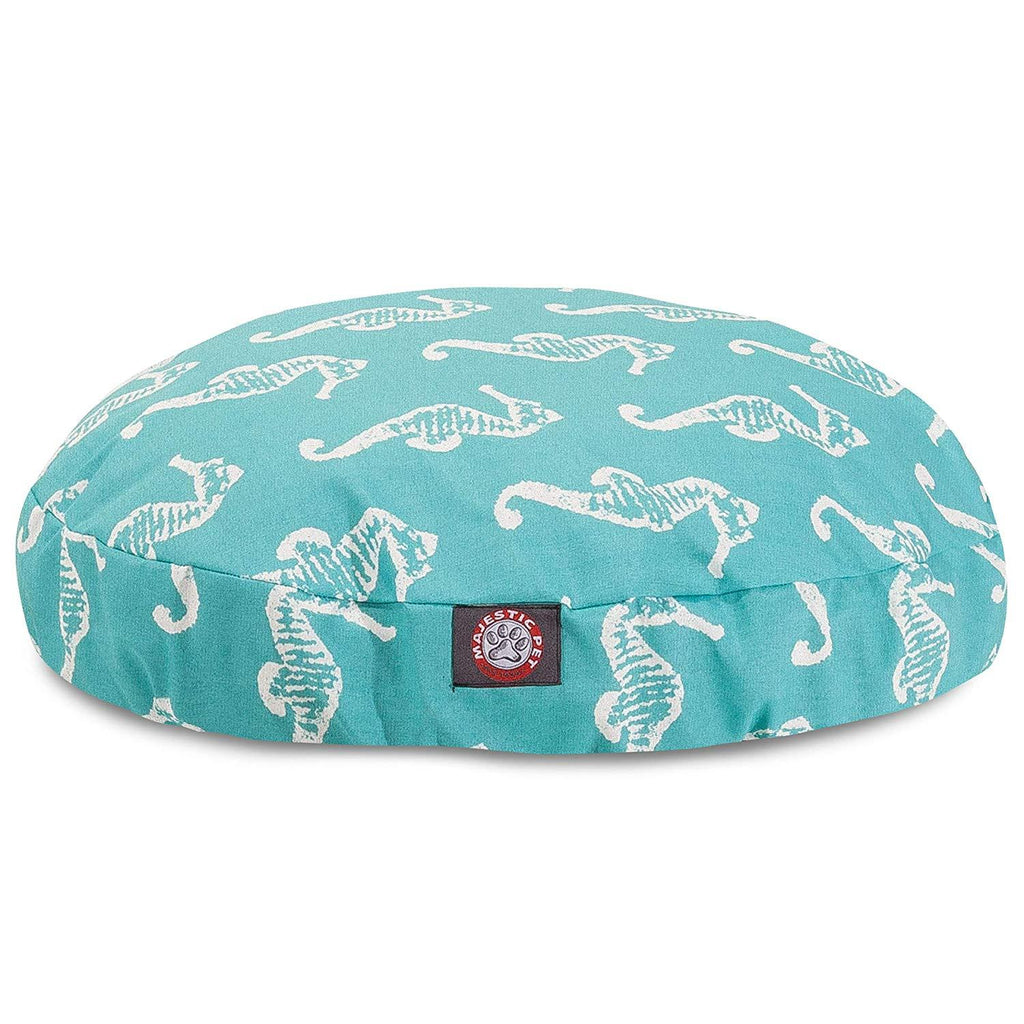 Teal Sea Horse LarRound Indoor Outdoor Pet Dog Bed With Removable Washable Cover By Majestic Pet Products