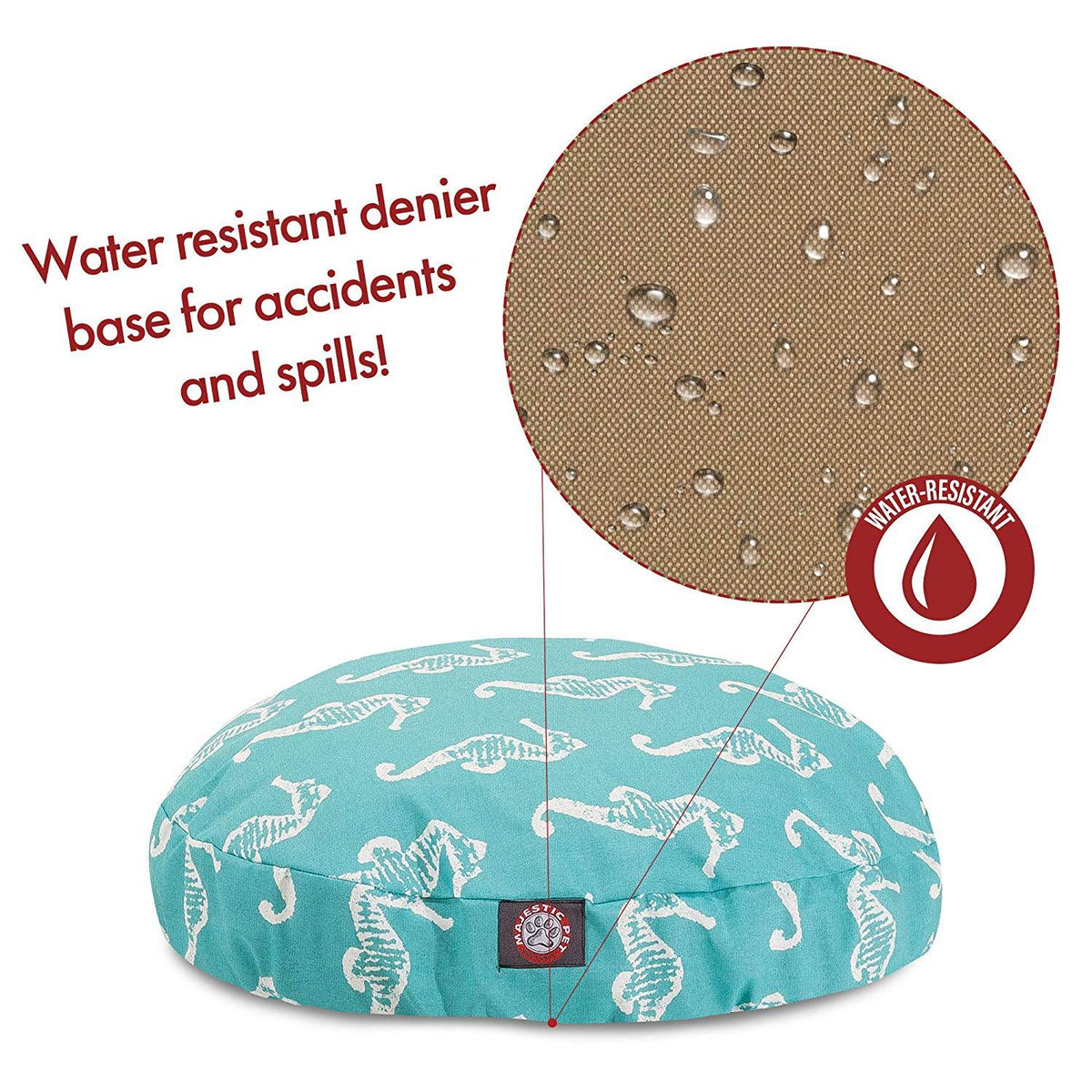 Teal Sea Horse LarRound Indoor Outdoor Pet Dog Bed With Removable Washable Cover By Majestic Pet Products