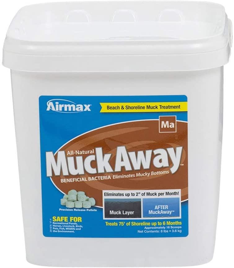 airmax muckaway natural pond muck remover – safely clears muck and sludge from beaches and shorelines; fish, plant and wildlife friendly – 6 month supply, 16 scoops