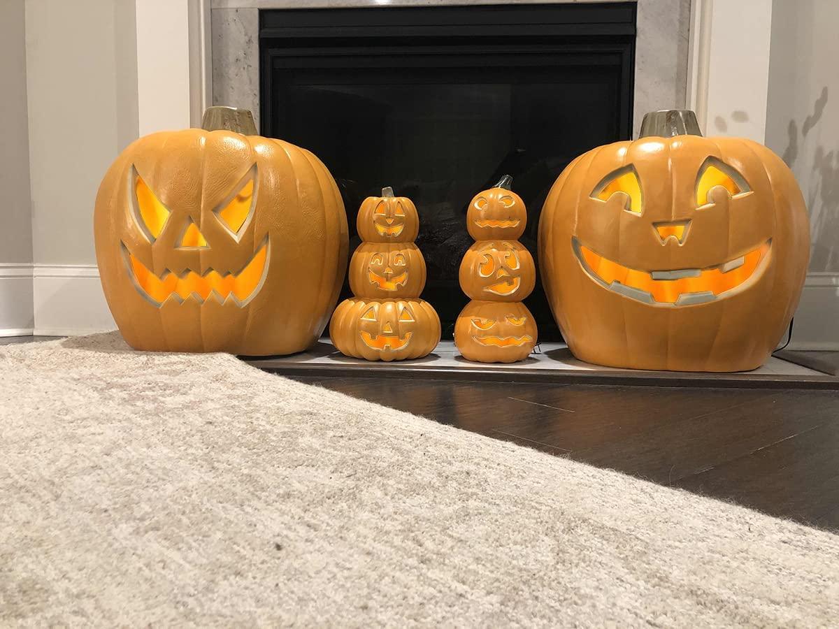 Halloween Pumpkin Lantern - Jack-O-Lantern Lights - Halloween Pumpkin Decorations - Shatterproof Waterproof Fake Pumpkin Safe for Indoor Outdoor - Perfect Halloween Party Favors