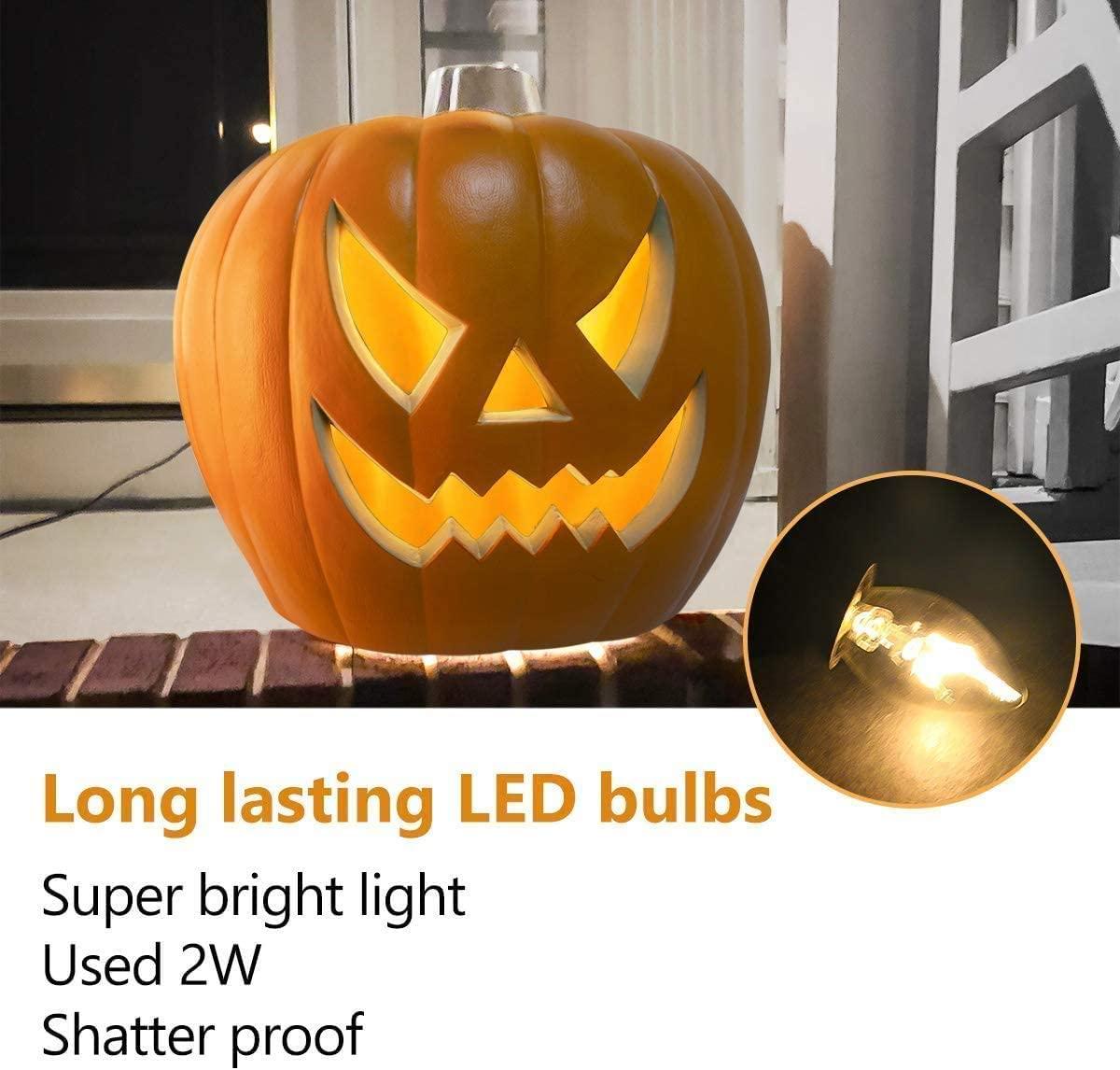 Halloween Pumpkin Lantern - Jack-O-Lantern Lights - Halloween Pumpkin Decorations - Shatterproof Waterproof Fake Pumpkin Safe for Indoor Outdoor - Perfect Halloween Party Favors