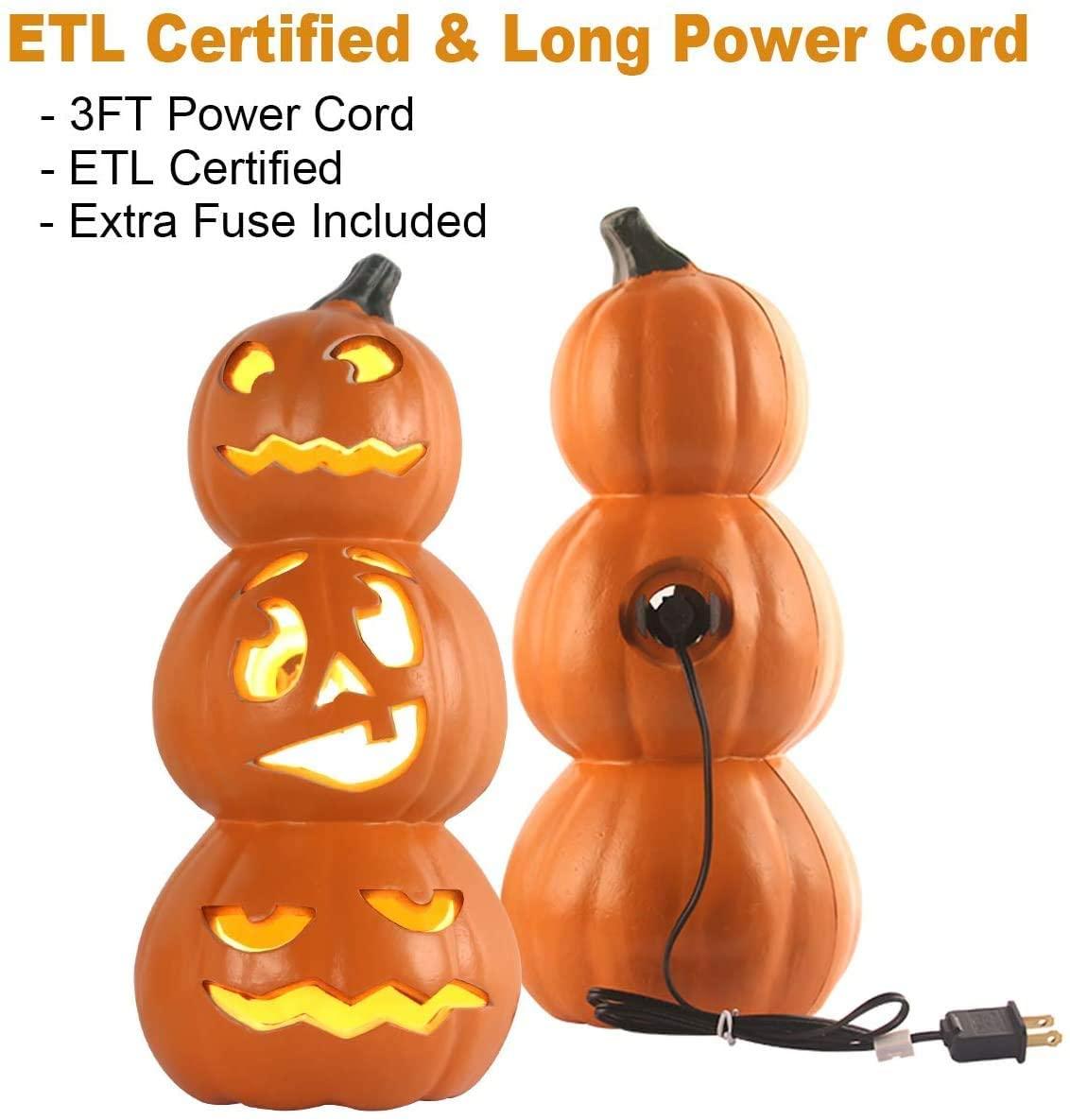 Halloween Pumpkin Lantern - Jack-O-Lantern Lights - Halloween Pumpkin Decorations - Shatterproof Waterproof Fake Pumpkin Safe for Indoor Outdoor - Perfect Halloween Party Favors