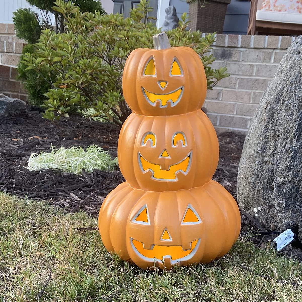 Halloween Pumpkin Lantern - Jack-O-Lantern Lights - Halloween Pumpkin Decorations - Shatterproof Waterproof Fake Pumpkin Safe for Indoor Outdoor - Perfect Halloween Party Favors