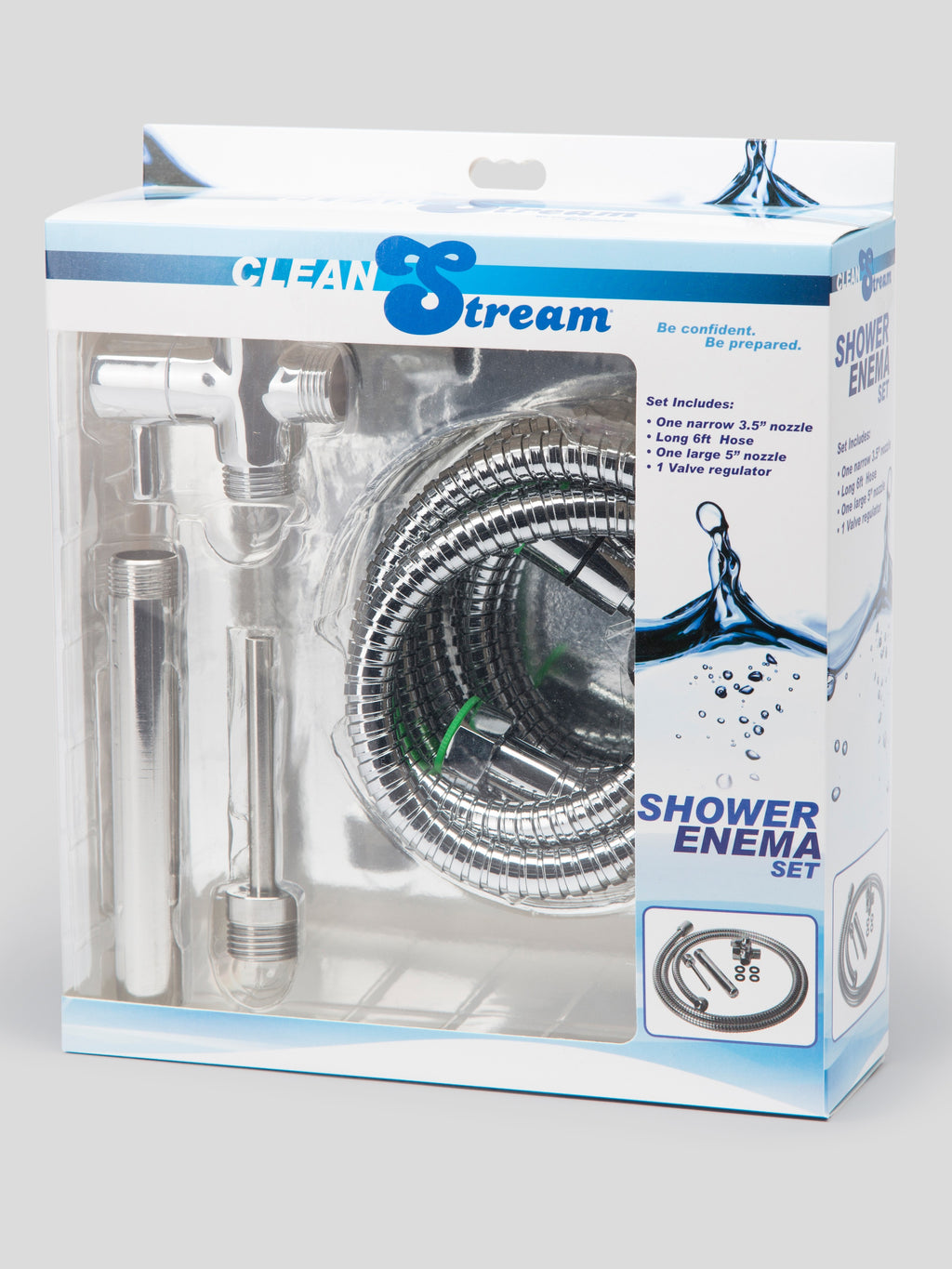 Clean Stream Deluxe Shower Enema Set, Silver