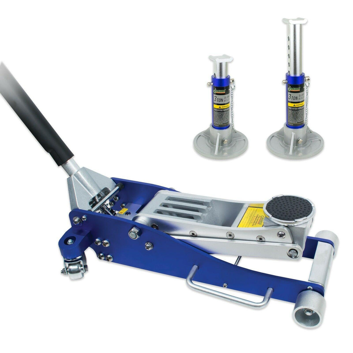 Jackco 3 Ton Low Profile Aluminum Racing Floor Jack with Aluminum Jack Stands