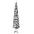 9 ft. Artificial Christmas Tree Snow Flocked, Winter Style Holiday Pencil Tree with Foldable Steel Stand