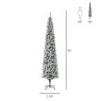 9 ft. Artificial Christmas Tree Snow Flocked, Winter Style Holiday Pencil Tree with Foldable Steel Stand