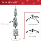 9 ft. Artificial Christmas Tree Snow Flocked, Winter Style Holiday Pencil Tree with Foldable Steel Stand