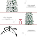 9 ft. Artificial Christmas Tree Snow Flocked, Winter Style Holiday Pencil Tree with Foldable Steel Stand