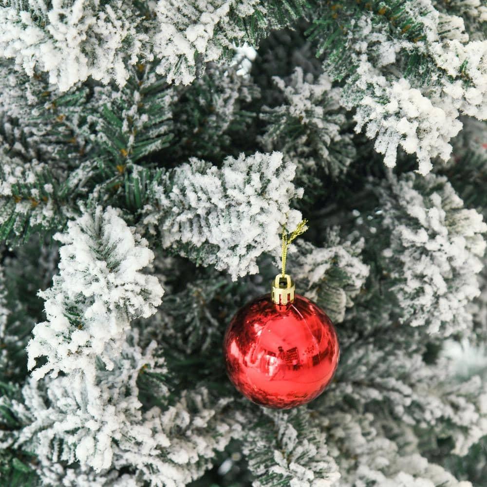 9 ft. Artificial Christmas Tree Snow Flocked, Winter Style Holiday Pencil Tree with Foldable Steel Stand