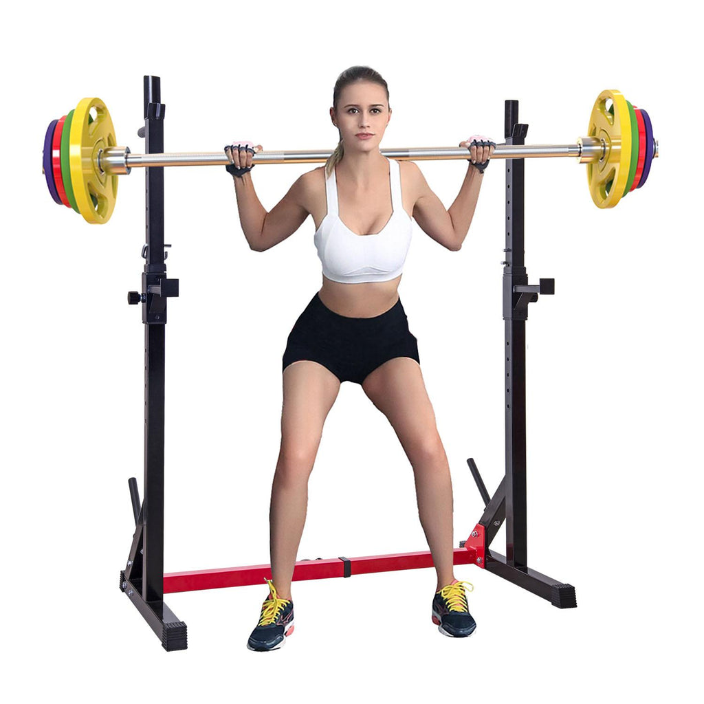Ollieroo Multi-function Barbell Rack Dip Stand Gym Family Fitness Adjustable Squat Rack Weight Lifting Bench Press Dipping Station with Barbell Plate Rack