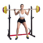 Ollieroo Multi-function Barbell Rack Dip Stand Gym Family Fitness Adjustable Squat Rack Weight Lifting Bench Press Dipping Station with Barbell Plate Rack