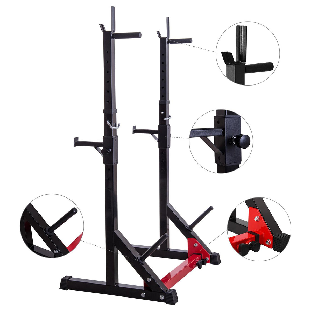 Ollieroo Multi-function Barbell Rack Dip Stand Gym Family Fitness Adjustable Squat Rack Weight Lifting Bench Press Dipping Station with Barbell Plate Rack