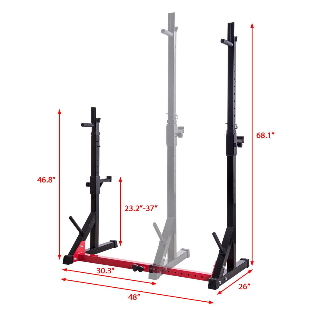 Ollieroo Multi-function Barbell Rack Dip Stand Gym Family Fitness Adjustable Squat Rack Weight Lifting Bench Press Dipping Station with Barbell Plate Rack