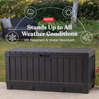 Kent92 Gallon Resin Deck Box-Organization and Storafor Patio Furniture Outdoor Cushions, Throw Pillows, Garden Tools and Pool Floats, Dark Grey