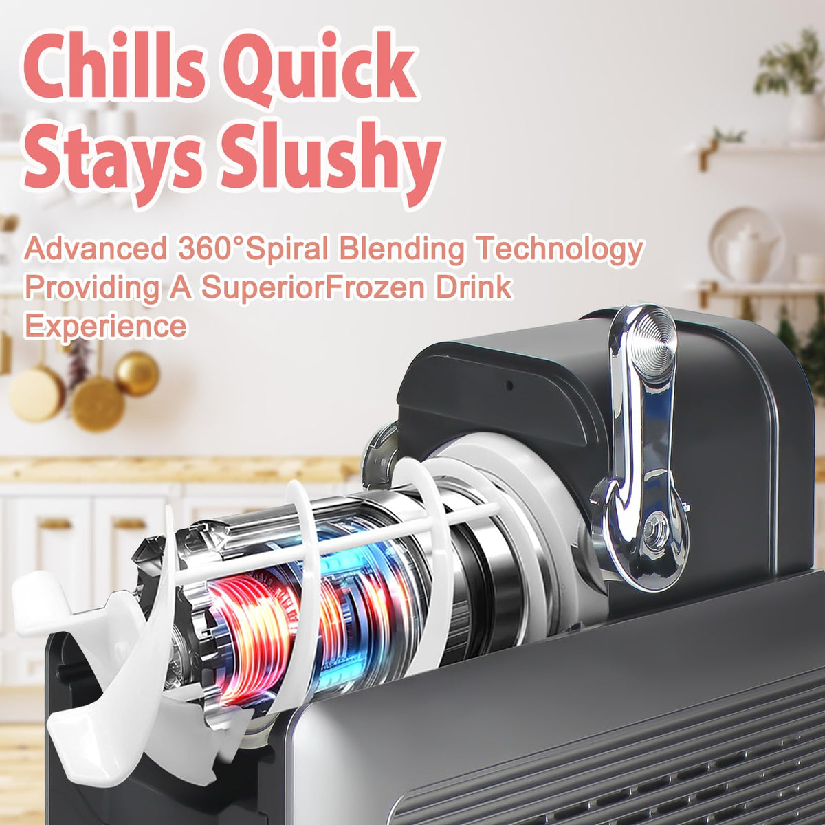Slushie Machine for Home - 88oz Frozen Drink Maker Slushy Machine, 2-In-1 Soft Ice Cream Maker, 6 Preset Programs| Slushie, Cocktails, Frappés, Ice Cream, Smoothies, Milkshakes (Screen Version）
