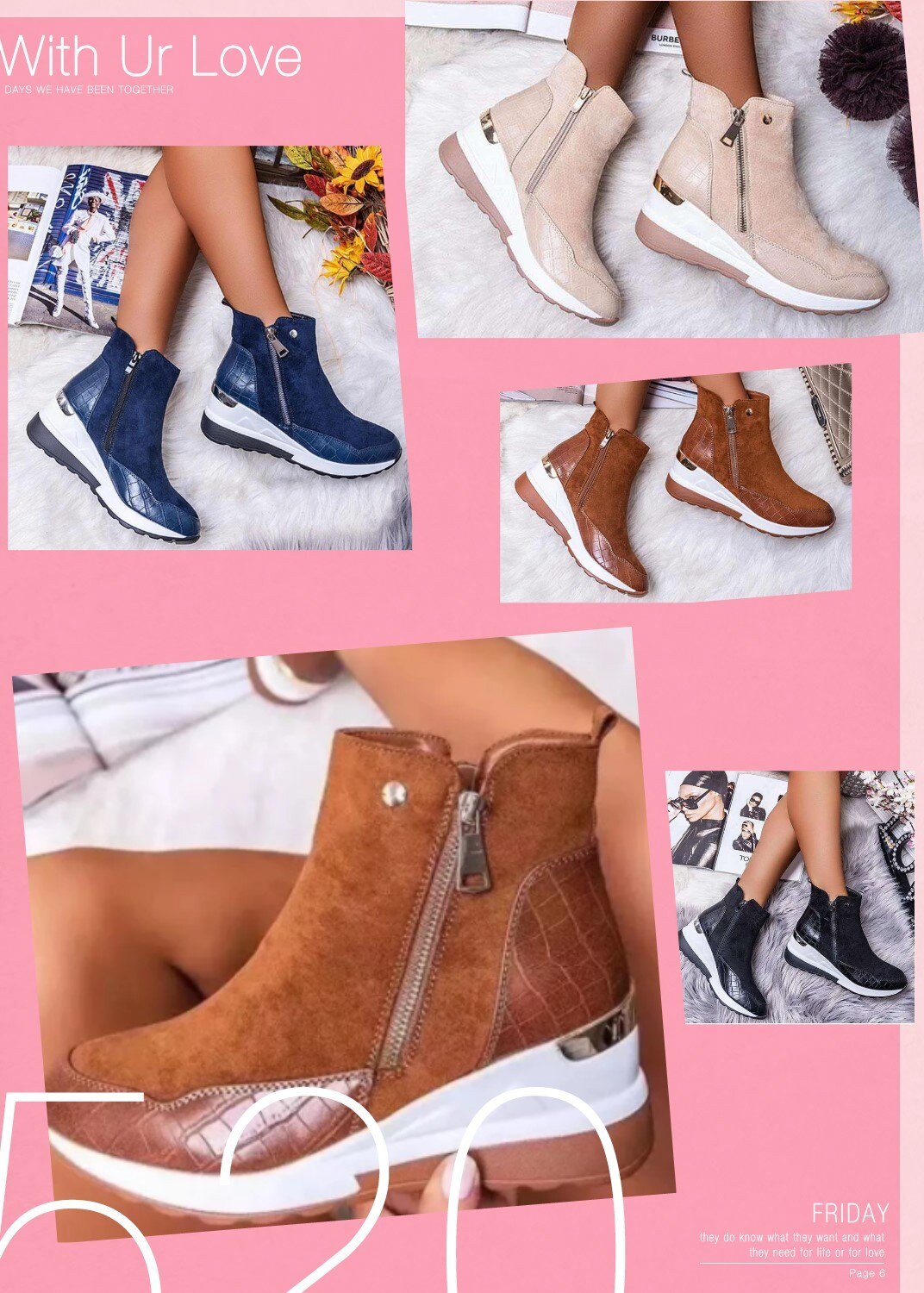Ladies Comfortable Side Zipper Sports Boots