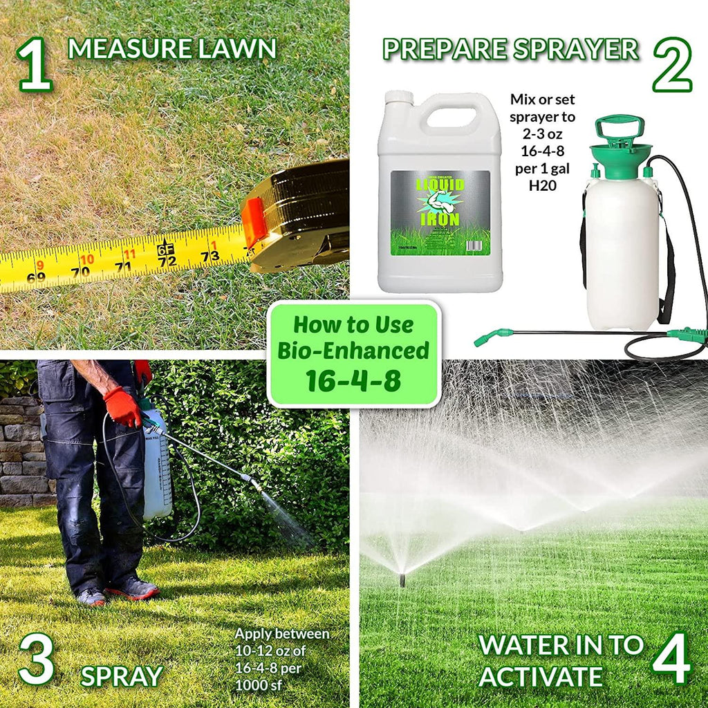 nature’s lawn &amp; garden - bio-enhanced 16-4-8 liquid lawn fertilizer for all grass types, with humic &amp; fulvic acid, molasses, and kelp seaweed - non-toxic, pet-safe (4 gallon bundle)