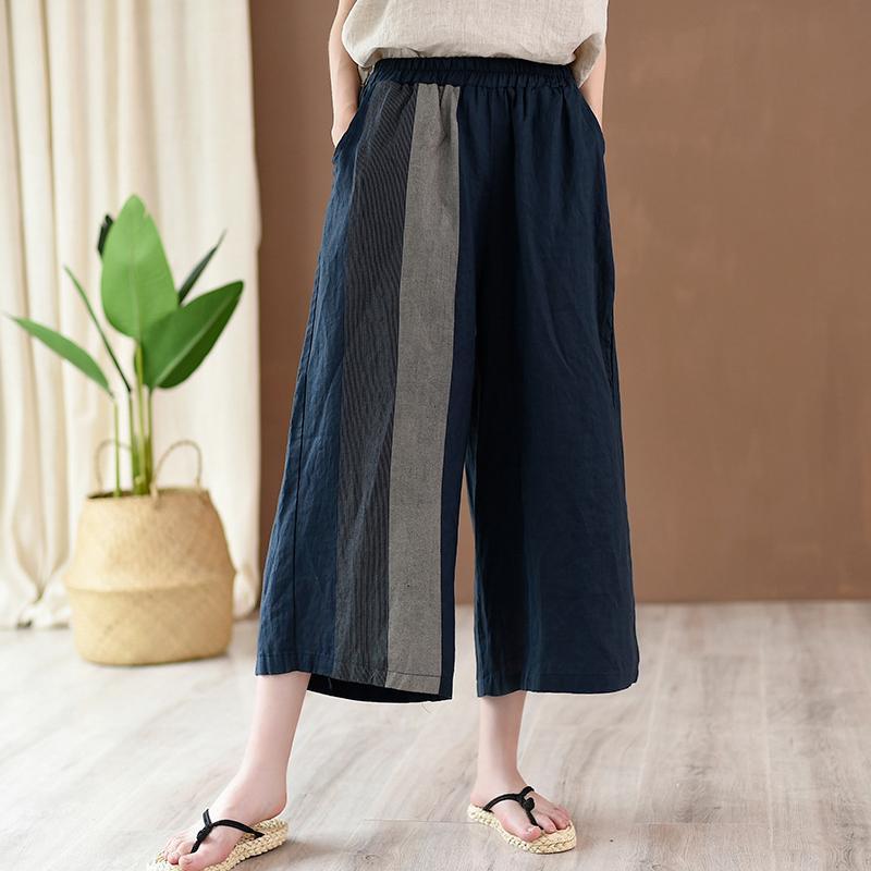 babakud retro stitching cotton linen loose straight pants