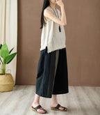 babakud retro stitching cotton linen loose straight pants