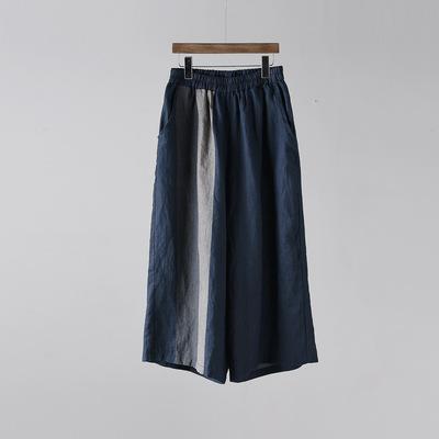 babakud retro stitching cotton linen loose straight pants