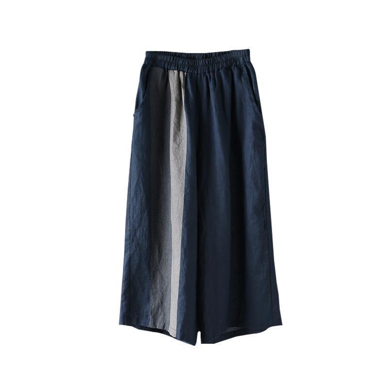 babakud retro stitching cotton linen loose straight pants