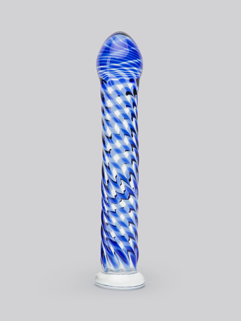 Lovehoney Blue Swirl Textured Sensual Glass Dildo, Blue