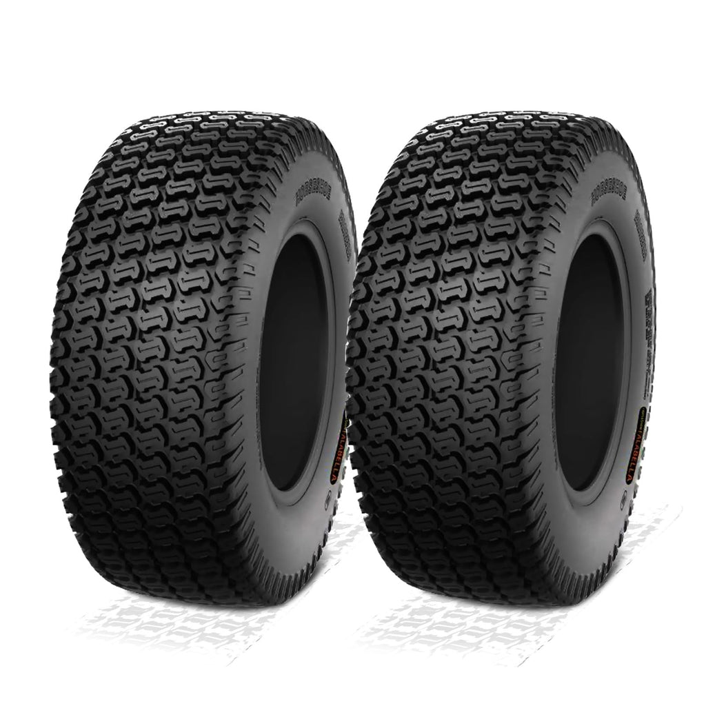FALABELLA (2-Pcs) 24X9.50-12 6-PLY LRC Lawn Mower 24x9.5x12 Riding Machine Golf Carts 24x9.5-12 Turf Equipment &amp; Tractors Tires, Heavy Duty Turf-King, Color Sidewall