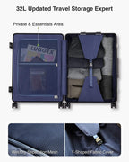 Carbon Fiber All Aluminum Luggage, LuggeX Smart TSA 20" No Zipper Suitcase, Carryon Hardside Luggage with Spinner Wheels