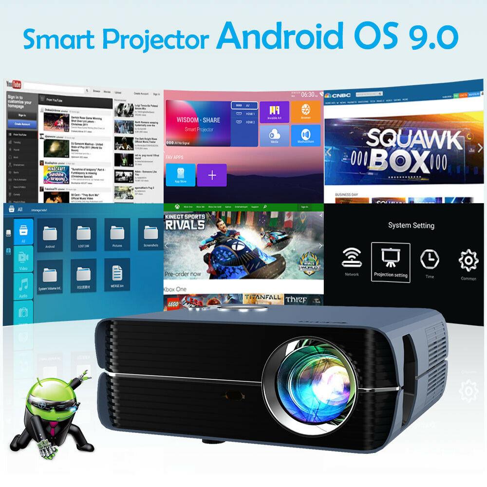 eug android 9.0 smart projector native 1080p proyector home theater bt video tv
