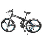 BEFOKA 26in Mountain Bike 21-Speed Junior Aluminum Full Mountain Bike, Dual Disc Brakes Full Suspension MTB Bikes Lightweight Aluminum Road Bike for Men (Green)