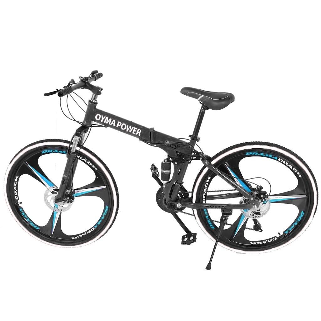Folding Bike Abcnature 26" Men's Outroad Mountain Bike 21-Speed Full Suspension Bicycle for Women Black
