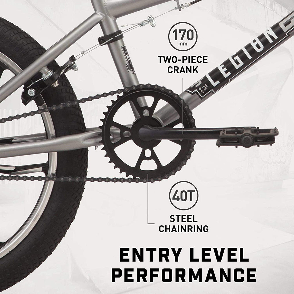 Mongoose Legion Freestyle Sidewalk BMX Bike for-Kids, -Children and Beginner-Level to Advanced Riders, 16-20-inch Wheels, Hi-Ten Steel Frame, Micro Drive 25x9T BMX Gearing