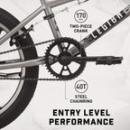 Mongoose Legion Freestyle Sidewalk BMX Bike for-Kids, -Children and Beginner-Level to Advanced Riders, 16-20-inch Wheels, Hi-Ten Steel Frame, Micro Drive 25x9T BMX Gearing