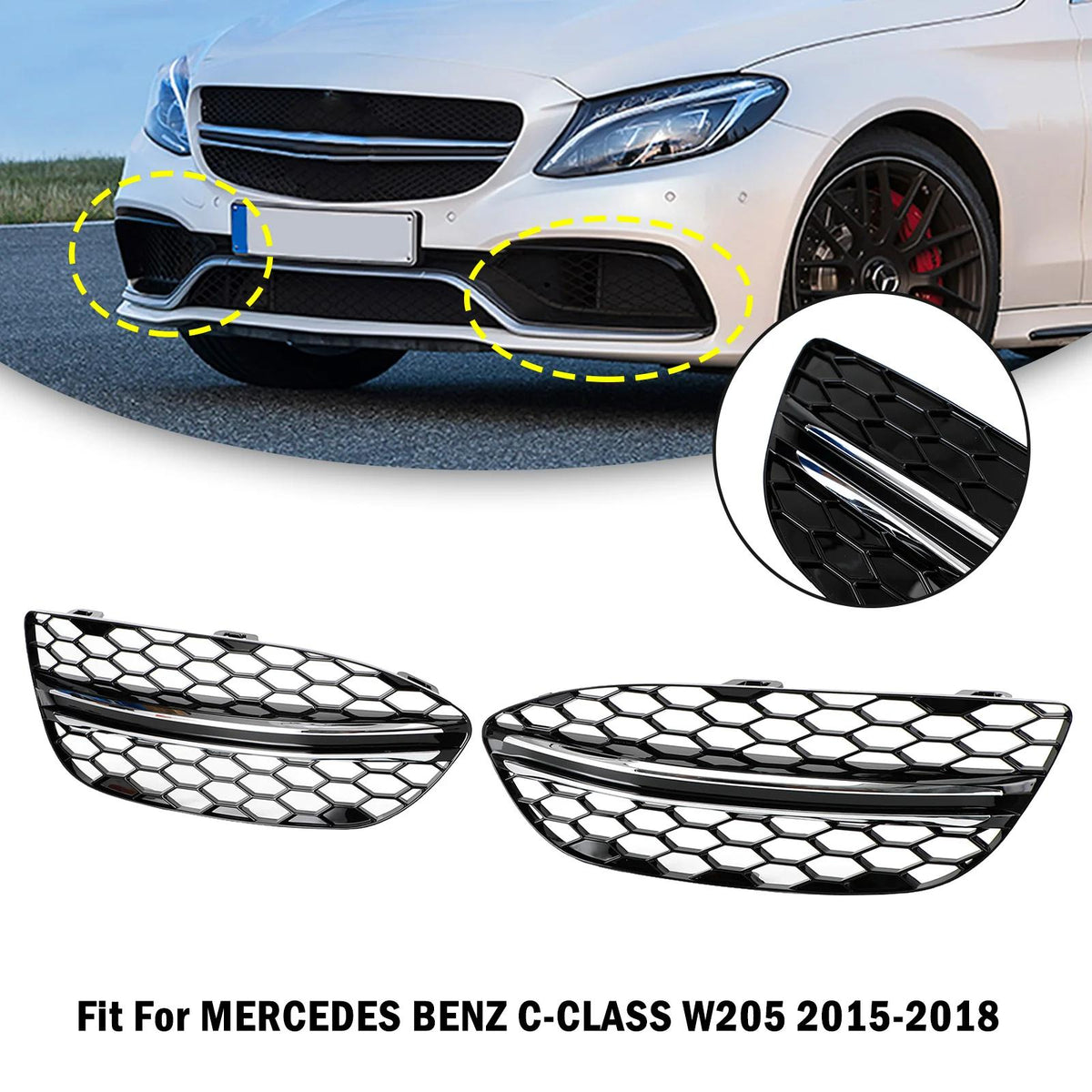 2015-2023 BENZ C-CLASS W205 Black Chrome Front Fog Light Cover 14475205 2058851623 Generic