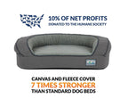 Better World Pets Super Comfort Bolster Dog Bed | Improved Cover | Waterproof Orthopedic Memory Foam | Durable Canvas Cover, Extra Plush Fce + Foam Bolsters | 5 Inch Thick, Washable