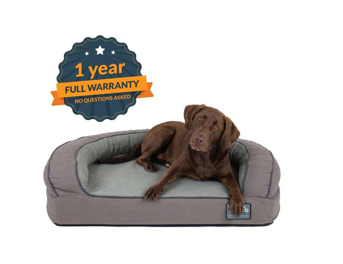 Better World Pets Super Comfort Bolster Dog Bed | Improved Cover | Waterproof Orthopedic Memory Foam | Durable Canvas Cover, Extra Plush Fce + Foam Bolsters | 5 Inch Thick, Washable