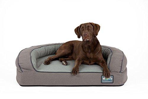 Better World Pets Super Comfort Bolster Dog Bed | Improved Cover | Waterproof Orthopedic Memory Foam | Durable Canvas Cover, Extra Plush Fce + Foam Bolsters | 5 Inch Thick, Washable