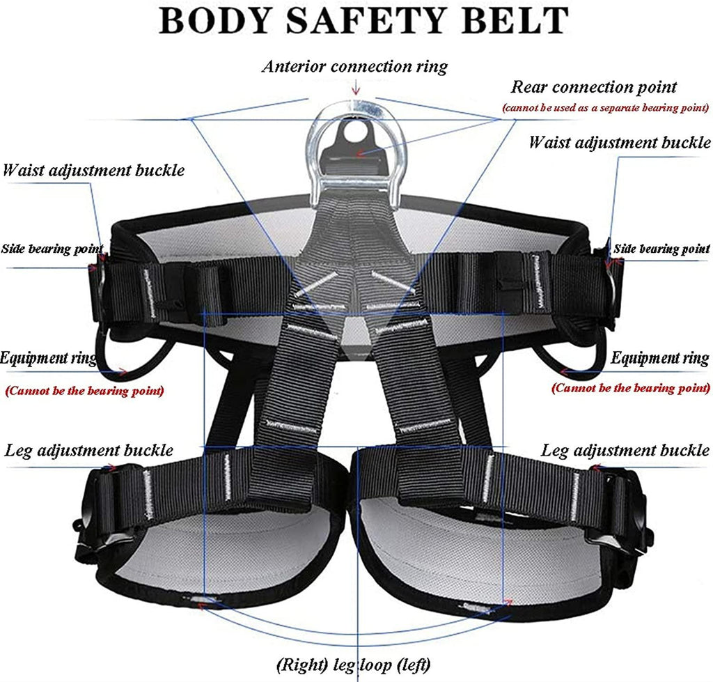 MAHFEI Climbing Harness, Half Body Safe Belts Adjustable Ftection for Fire Rescuing Rock Climbing Rappelling Tree Climbing Roof WorRepairing Zipline Harnesses