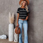 Women Tops Short Sleeve Color Block T-Shirts Tees Raglan Casual Loose Fit Tunic Tops
