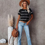 Women Tops Short Sleeve Color Block T-Shirts Tees Raglan Casual Loose Fit Tunic Tops