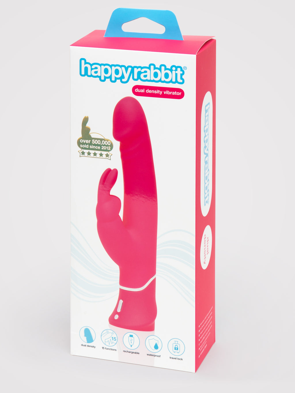 Happy Rabbit Realistic Dual-Density Rechargeable Rabbit Vibrator, Pink