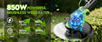 20000 RPM Electric Weed Eater Battery Powered 6000mAh, 12″ Brushless Electric Weed Wacker Cordless Wheeled Edger Trimmer, 4-in-1 Brush Cutter Heavy Duty/String Trimmer/Lawn Mower Edger, 2 Battery Tool