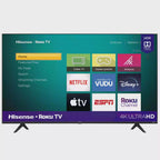 hisense 58" class 4k uhd lcd roku smart tv hdr, led, flat panel r6 series 58r6e3