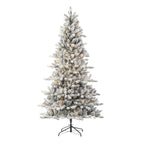 Holiday Time 7.5ft Pre-Lit Flocked Birmingham Fir Artificial Christmas Tree, Warm White LED, Green, 7.5'