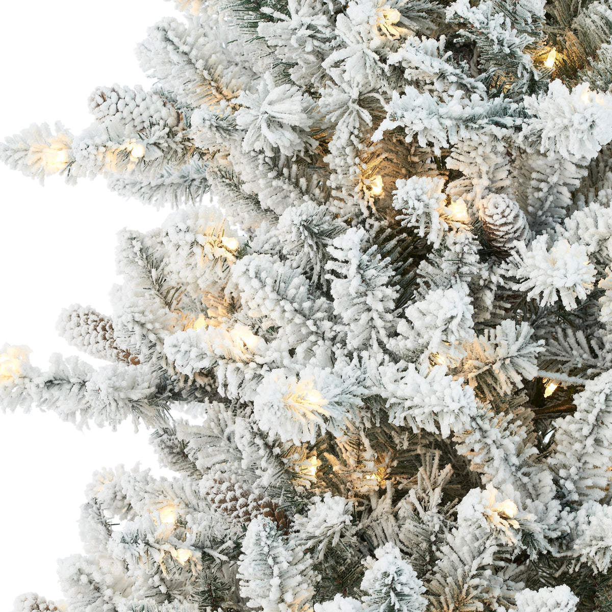 Holiday Time 7.5ft Pre-Lit Flocked Birmingham Fir Artificial Christmas Tree, Warm White LED, Green, 7.5'