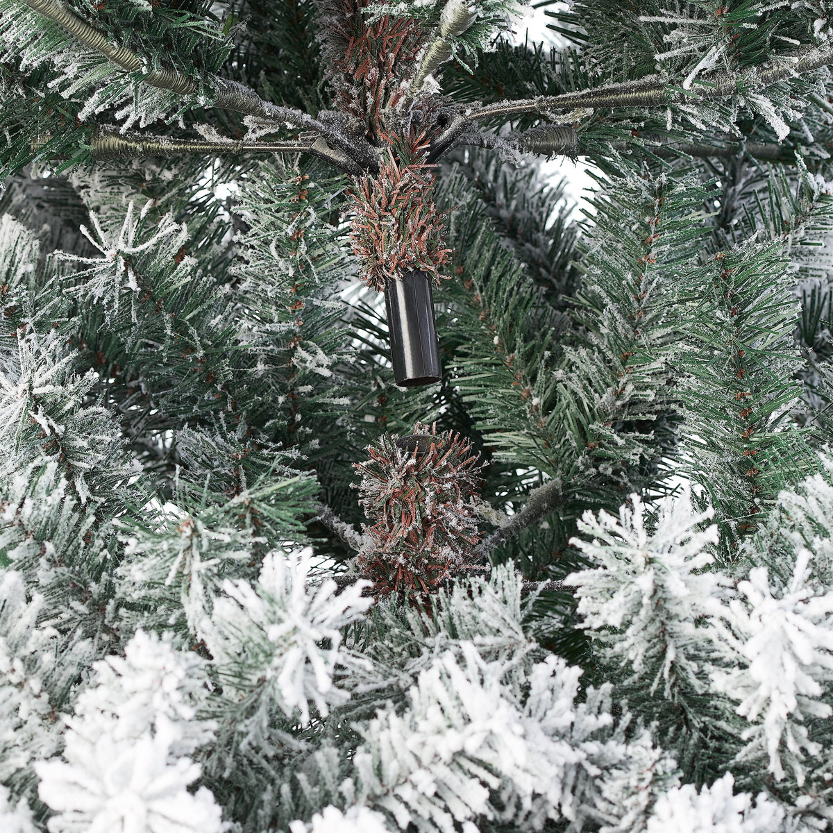 Holiday Time 7.5ft Pre-Lit Flocked Birmingham Fir Artificial Christmas Tree, Warm White LED, Green, 7.5'