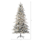 Holiday Time 7.5ft Pre-Lit Flocked Birmingham Fir Artificial Christmas Tree, Warm White LED, Green, 7.5'